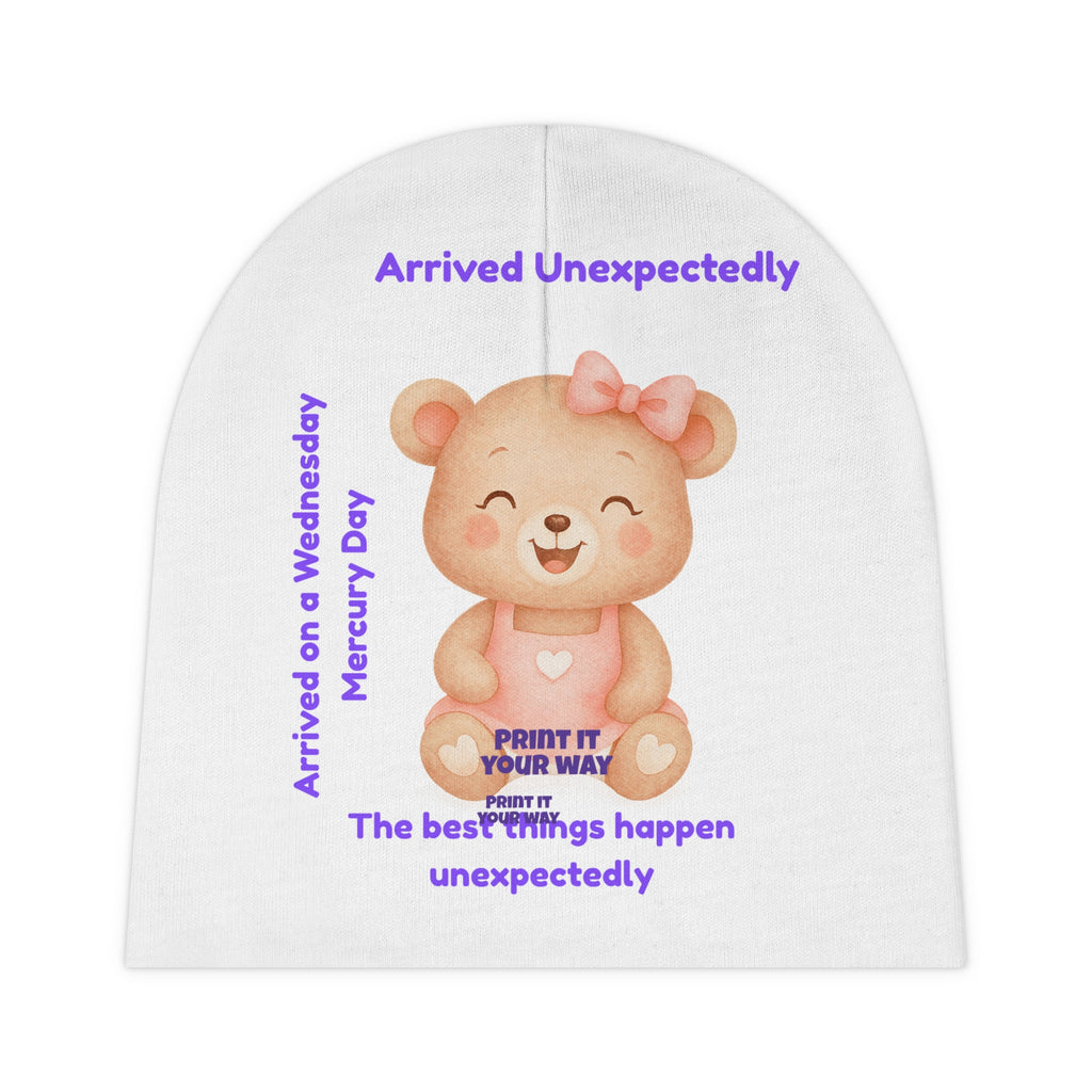Personalized Baby Beanie - Born on Wednesday - Unexpectedly