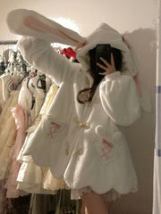 Milk Cute Rabbit Ears Cashmere Hoodie Coat