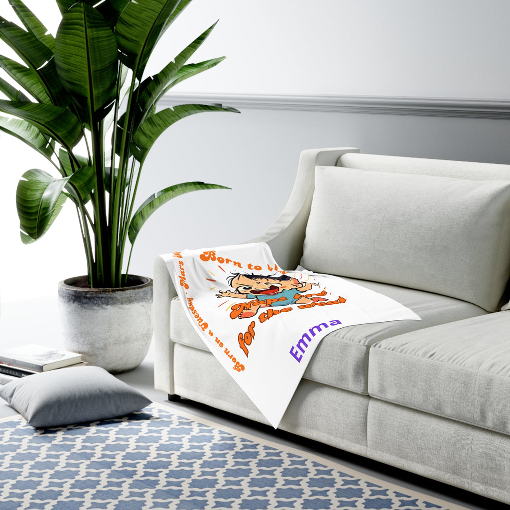 Personalized Baby Swaddle Blanket - Born on Tuesday - Naps Are for the Weak