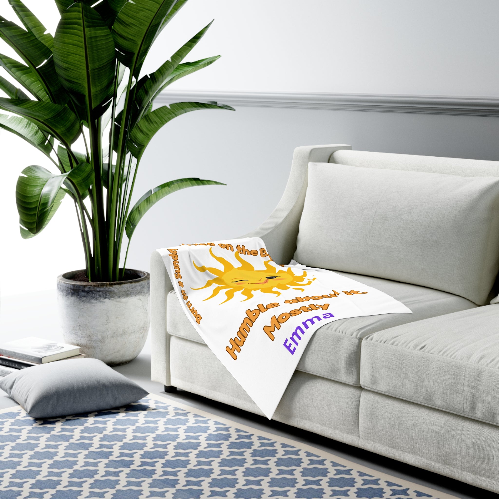 Personalized Baby Swaddle Blanket - Born on Sunday - Humble About It