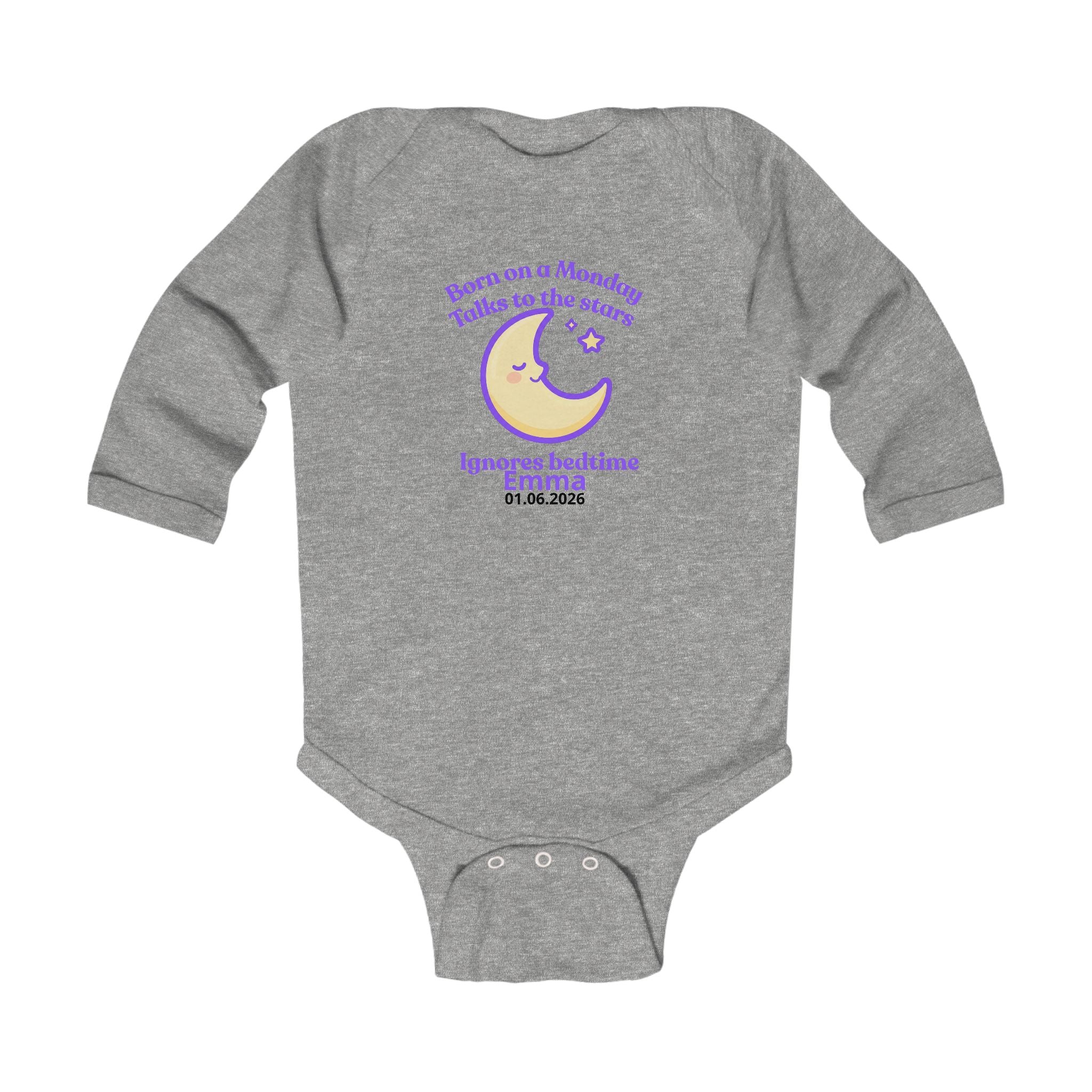 Personalized Baby Pajama - Born on Monday - Ignores Bedtime