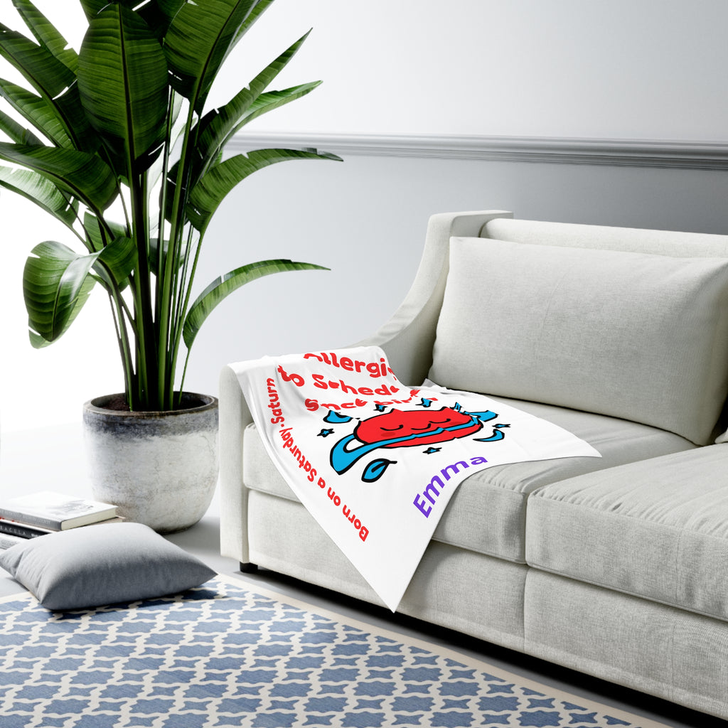 Personalized Baby Swaddle Blanket - Born on Saturday - Allergic to Schedules
