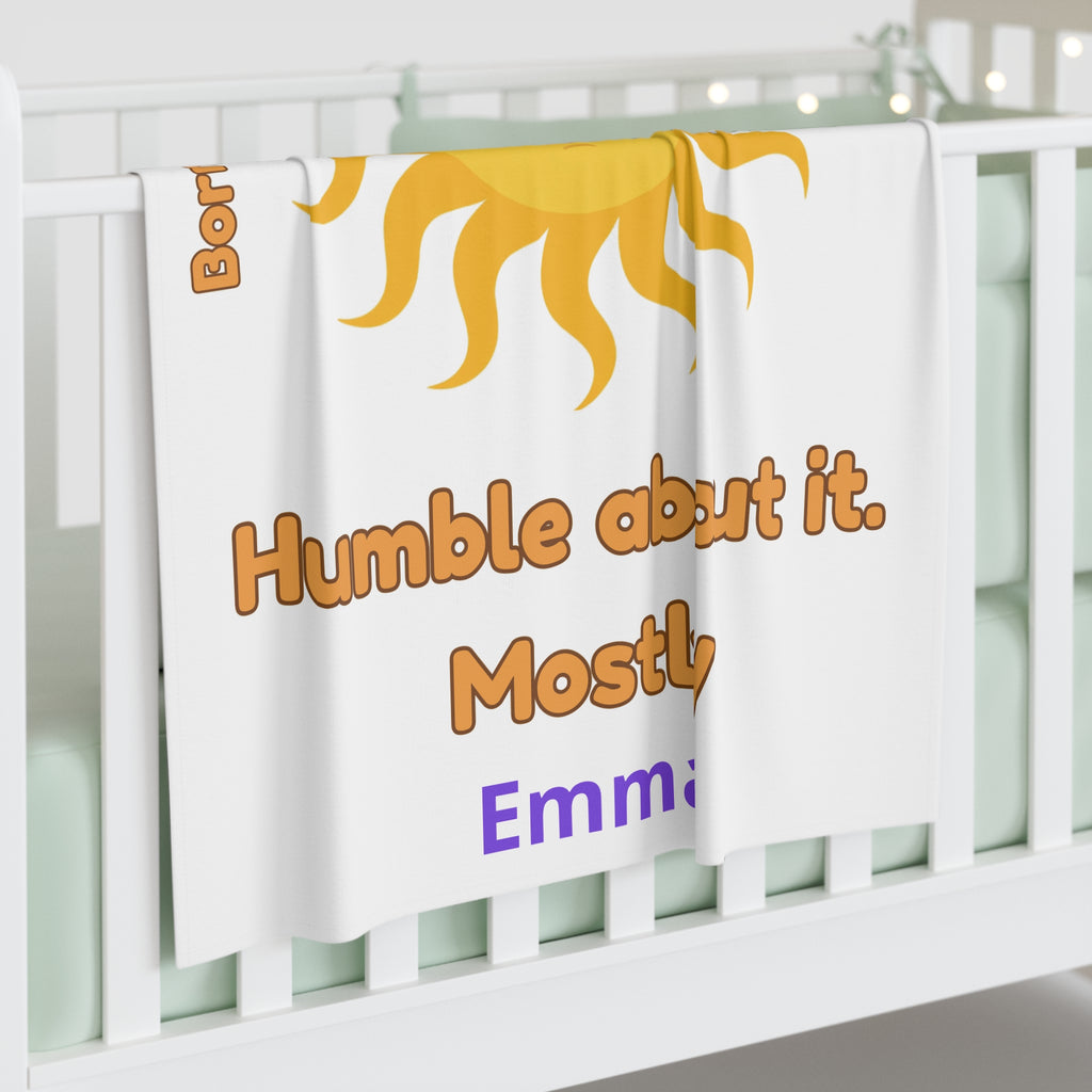 Personalized Baby Swaddle Blanket - Born on Sunday - Humble About It