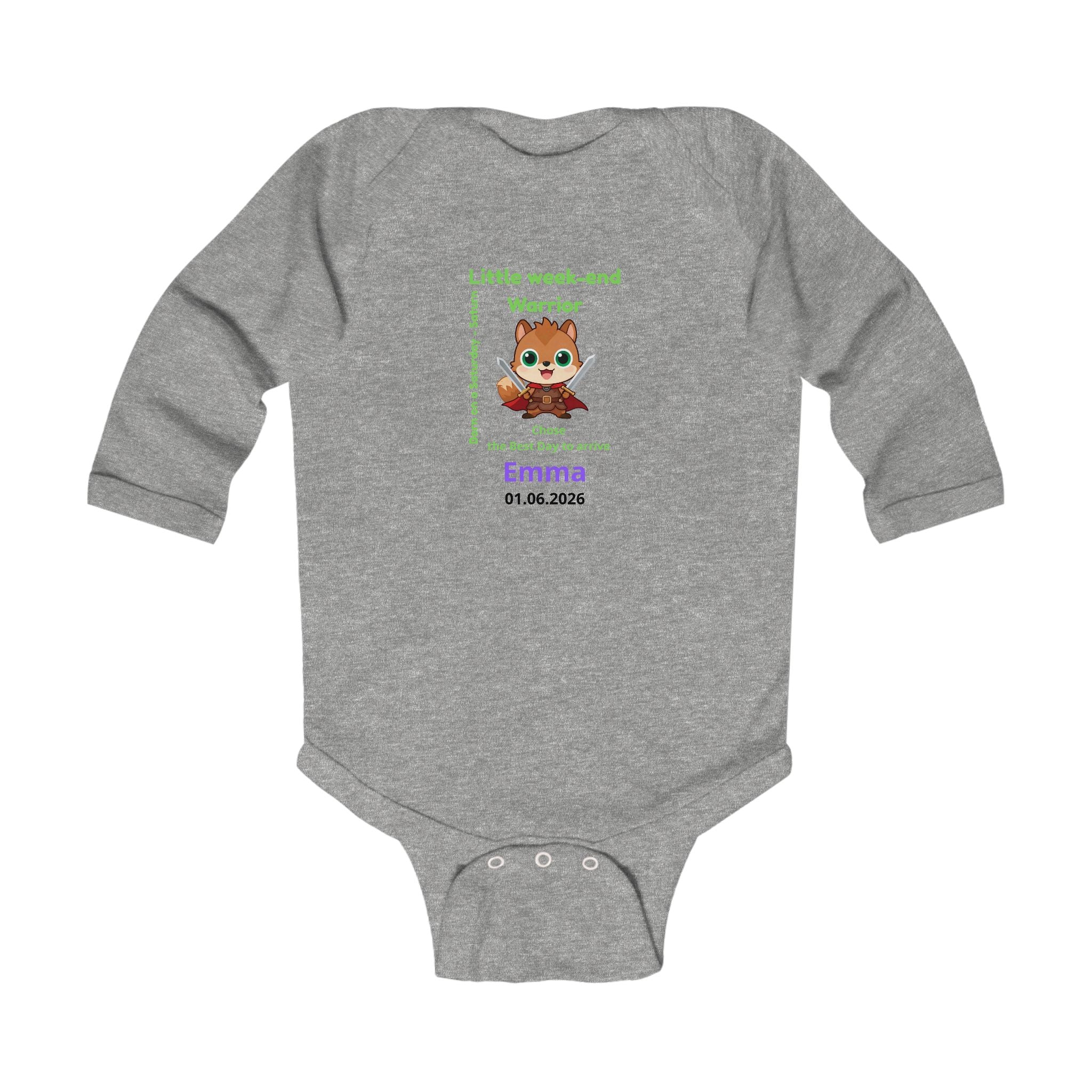 Personalized Baby Pajama - Born on Saturday - Little Warrior