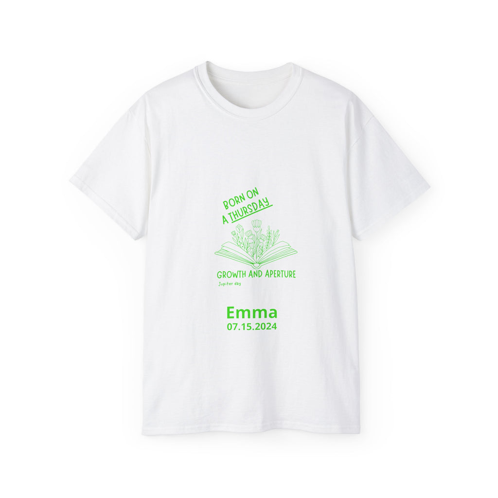 Personalized Thursday T-Shirt - Born on a Thursday, Growth and Aperture