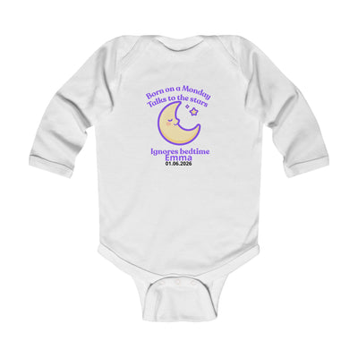 Personalized Baby Pajama - Born on Monday - Ignores Bedtime