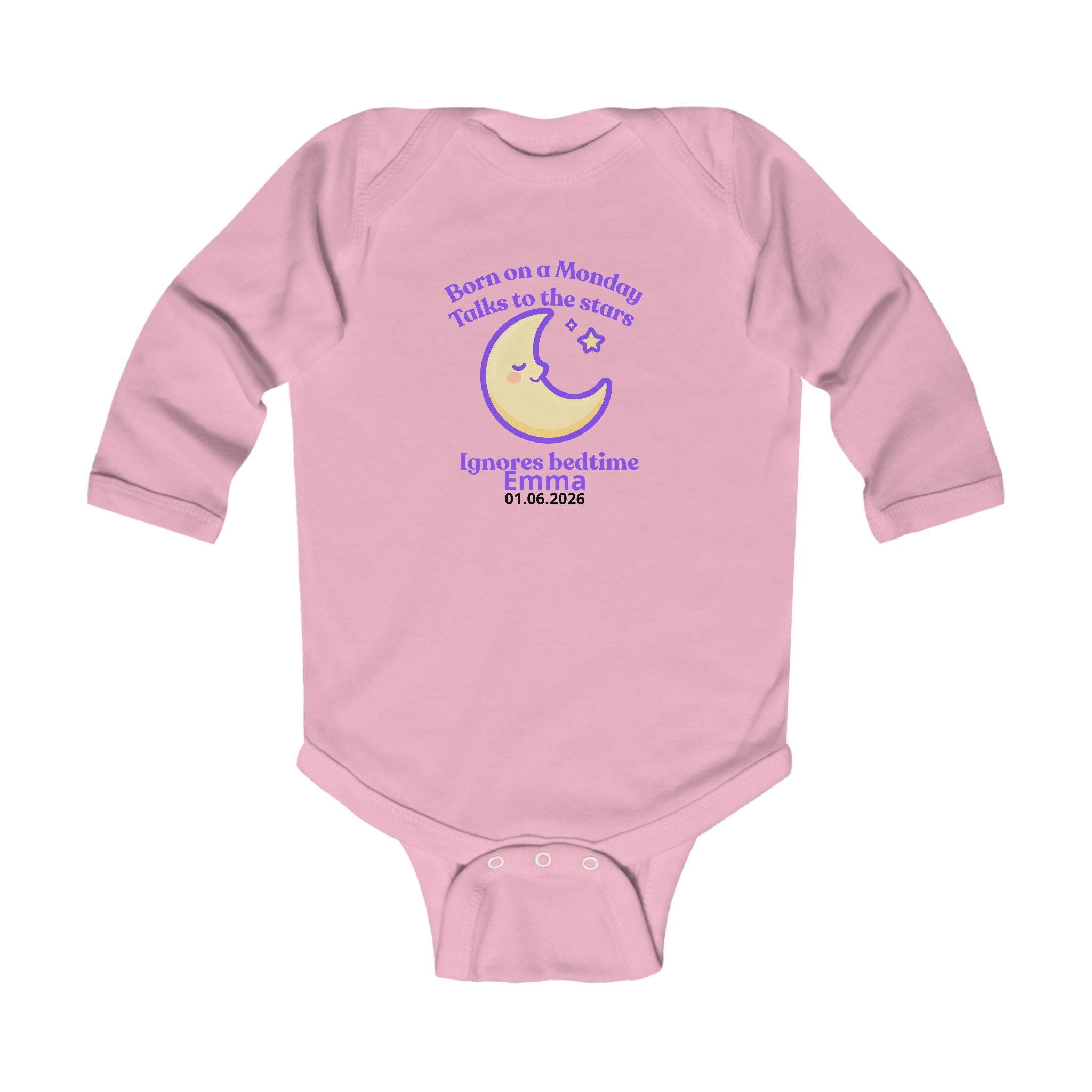 Personalized Baby Pajama - Born on Monday - Ignores Bedtime