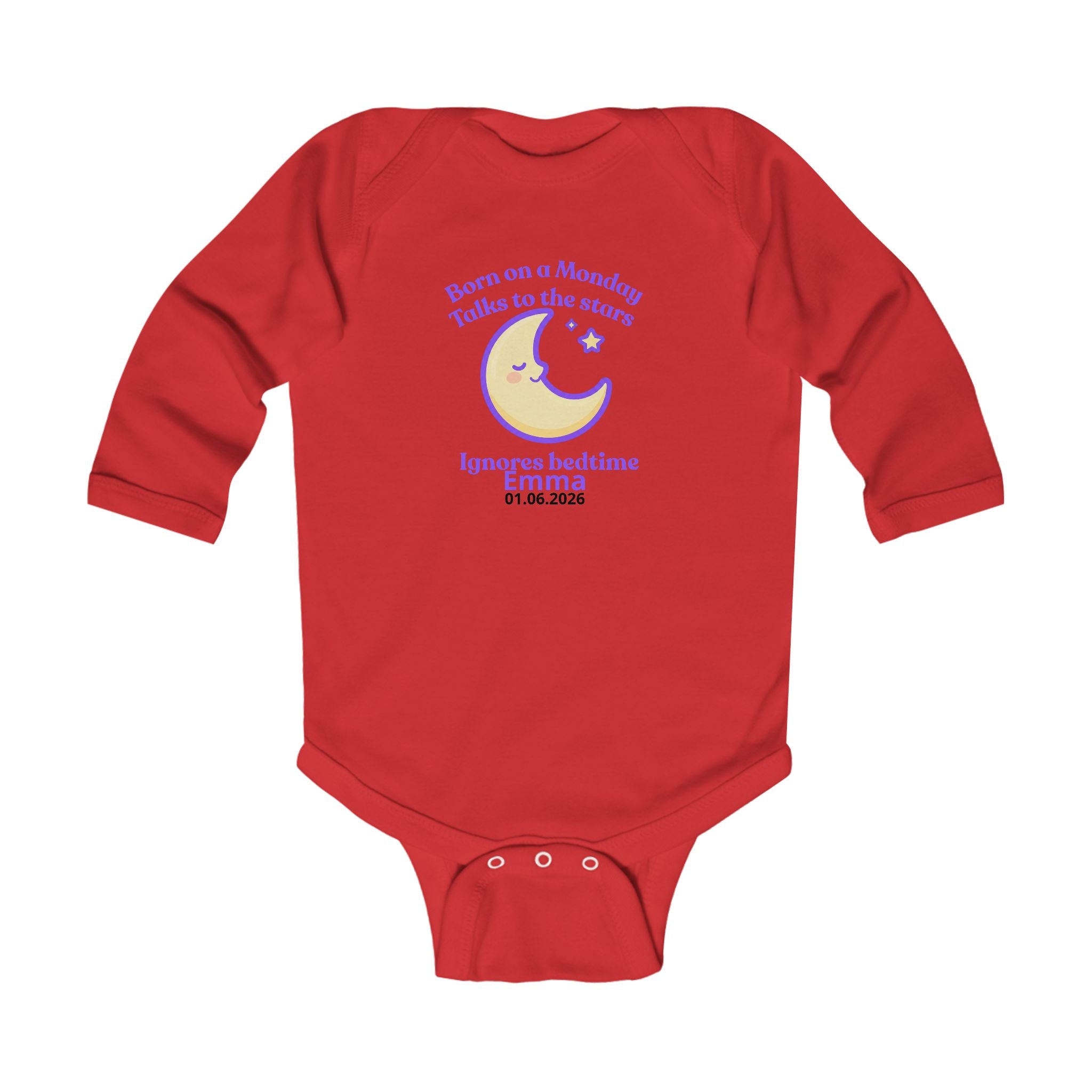 Personalized Baby Pajama - Born on Monday - Ignores Bedtime