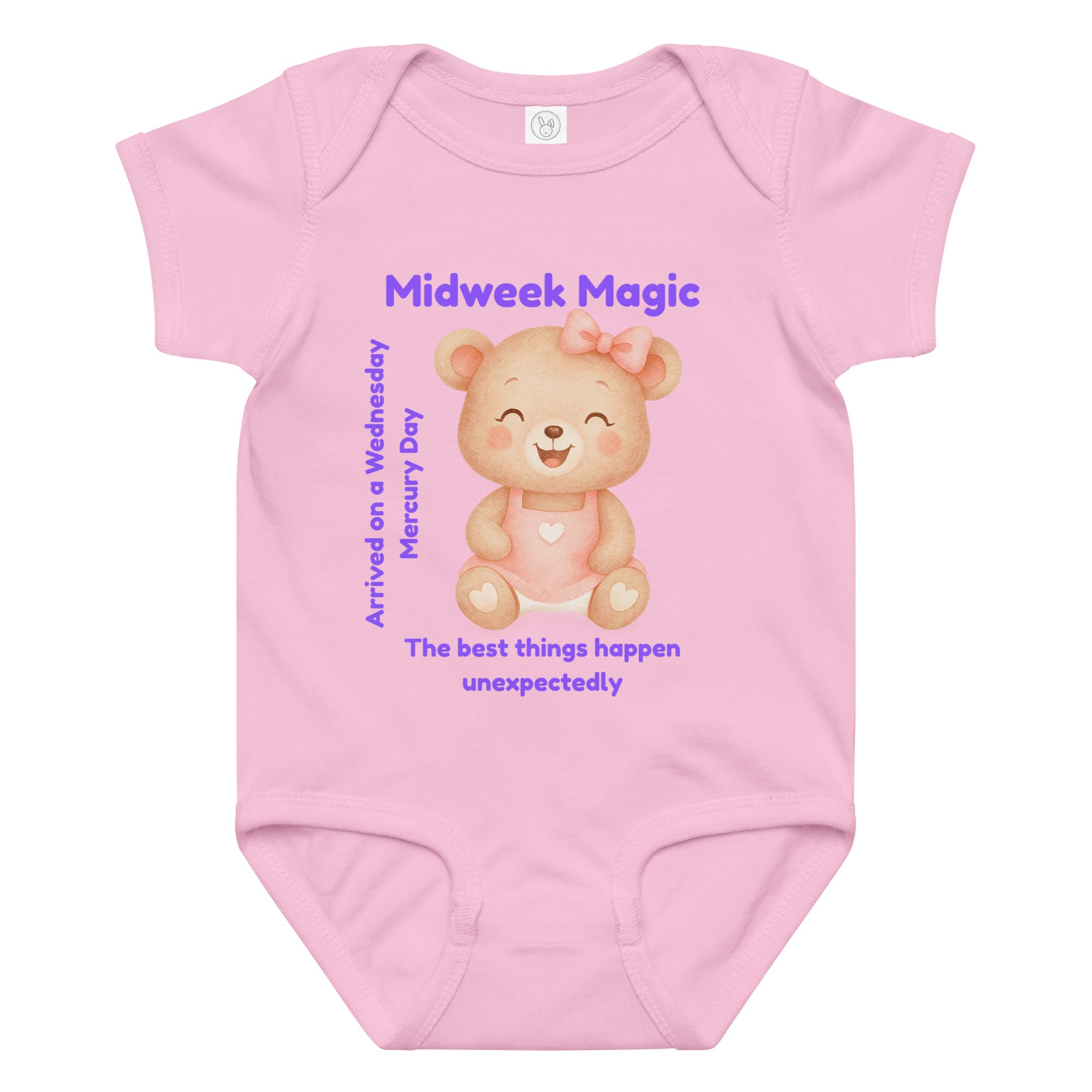 Born on Wednesday baby bodysuit with 'Arrived Unexpectedly' quote – MyWeekDayBirth