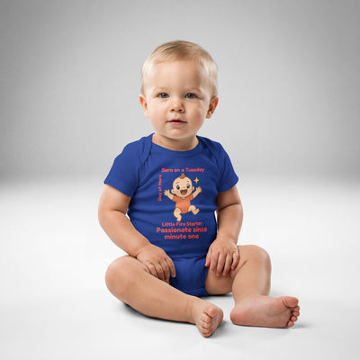 Personalized Baby Bodysuit - Born on Tuesday - Passionate Since Minute One