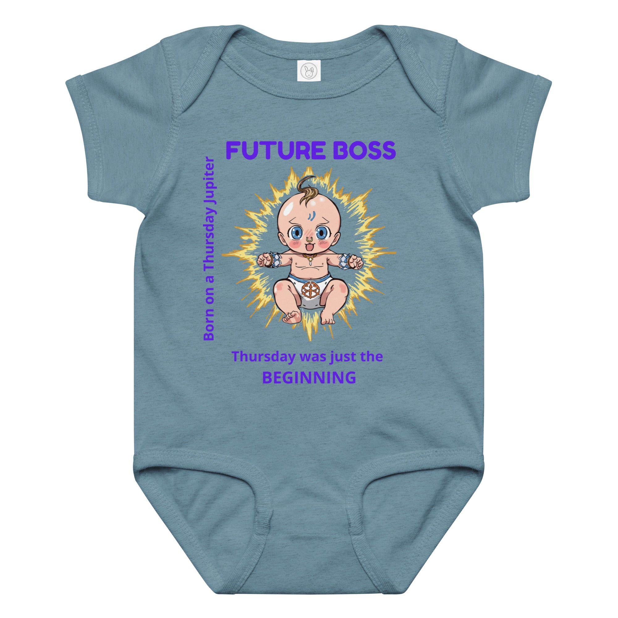Born on Thursday baby bodysuit with 'Future Boss' quote – MyWeekDayBirth