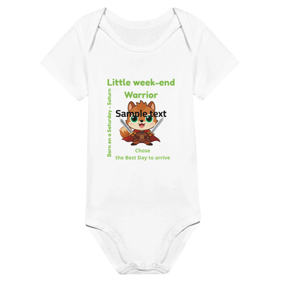 Personalized Baby Bodysuit - Born on a Saturday - Little Warrior