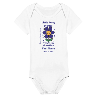 Personalized Baby Bodysuit - Born on Friday - Little Party Starter