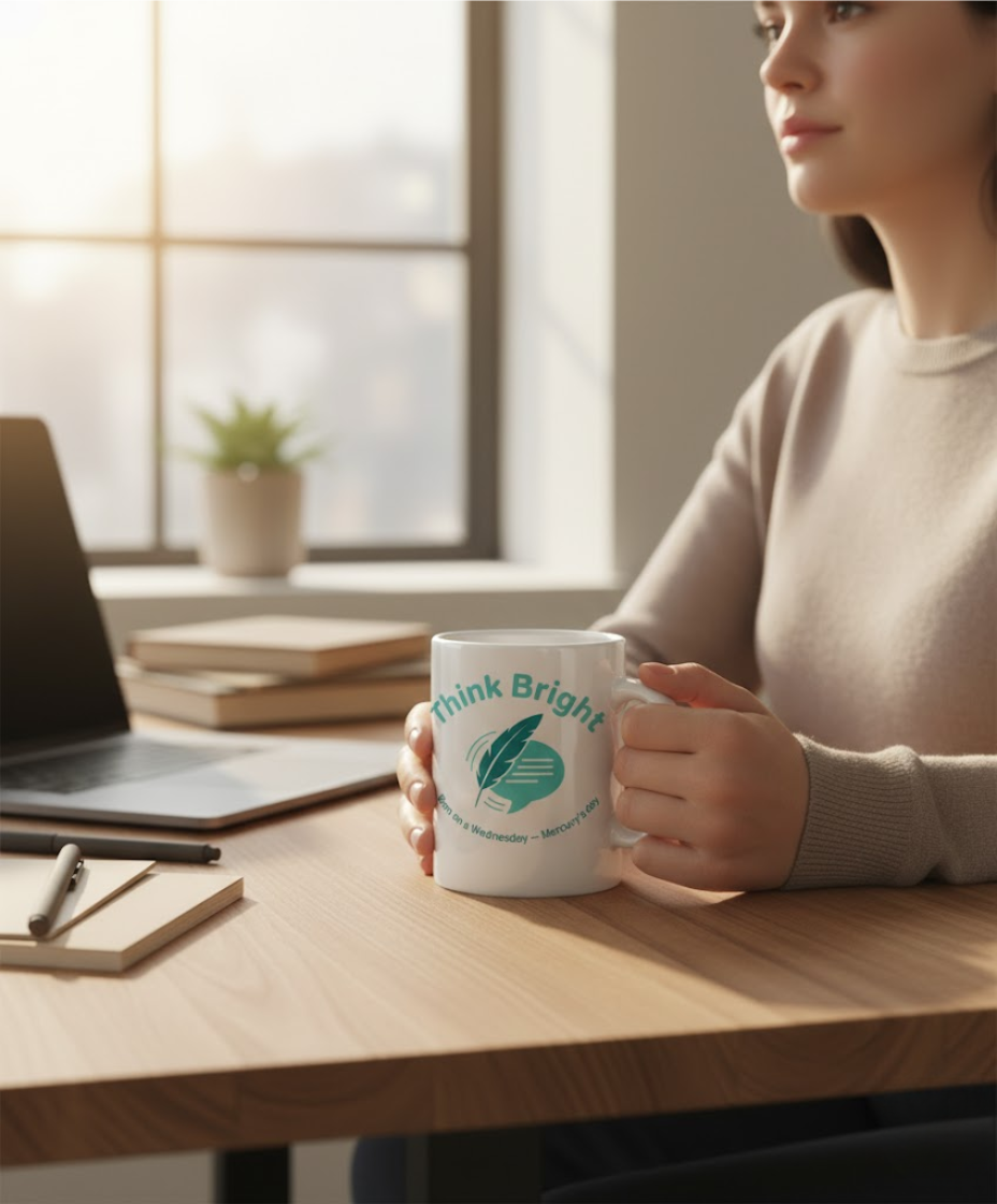 Wednesday White glossy mug