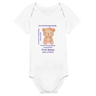 Personalized Baby Bodysuit - Born on Wednesday - Arrived Unexpectedly