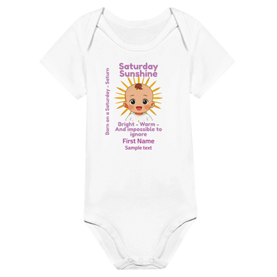 Personalized Baby Bodysuit - Born on Saturday - Little Sunshine