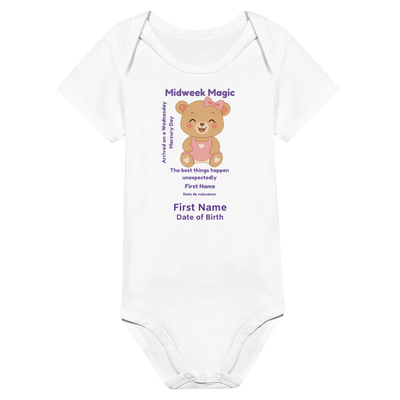 Personalized Baby Bodysuit - Born on Wednesday - Arrived Unexpectedly